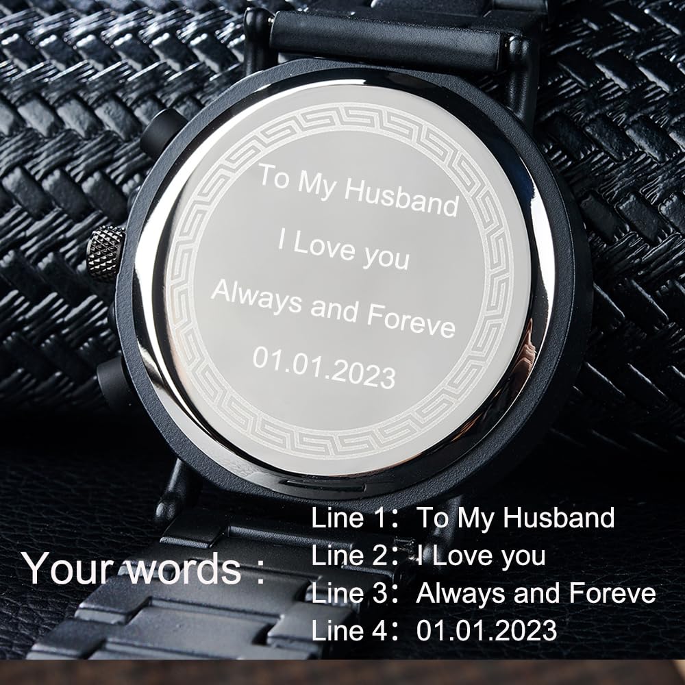 BOBO BIRD Mens Personalized Engraved Wooden Watches, Stylish Wood & Stainless Steel Combined Quartz Casual Wristwatches for Men Family Friends BOBO BIRD