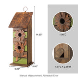Glitzhome 14.5" H Wooden Garden Bird House Hanging Two-Tiered Distressed with Flowers Decorative Birdhouse glitzhome