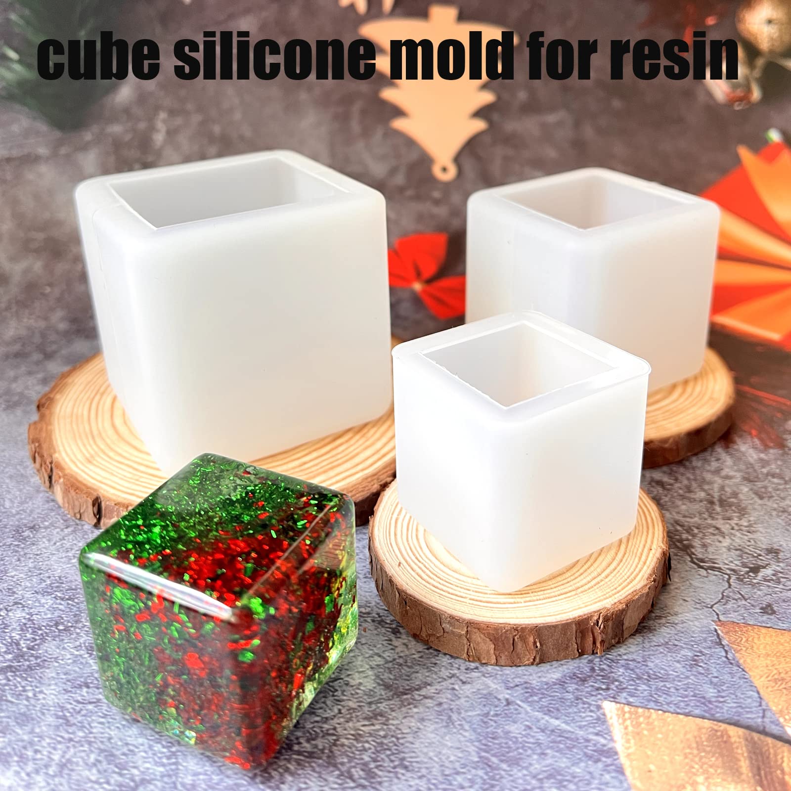 ZQYSING (3 Pack) Resin Cube Molds, Deep Square Silicone Molds for Epoxy Resin Casting DIY Art Craft Candle Soap Making - WoodArtSupply