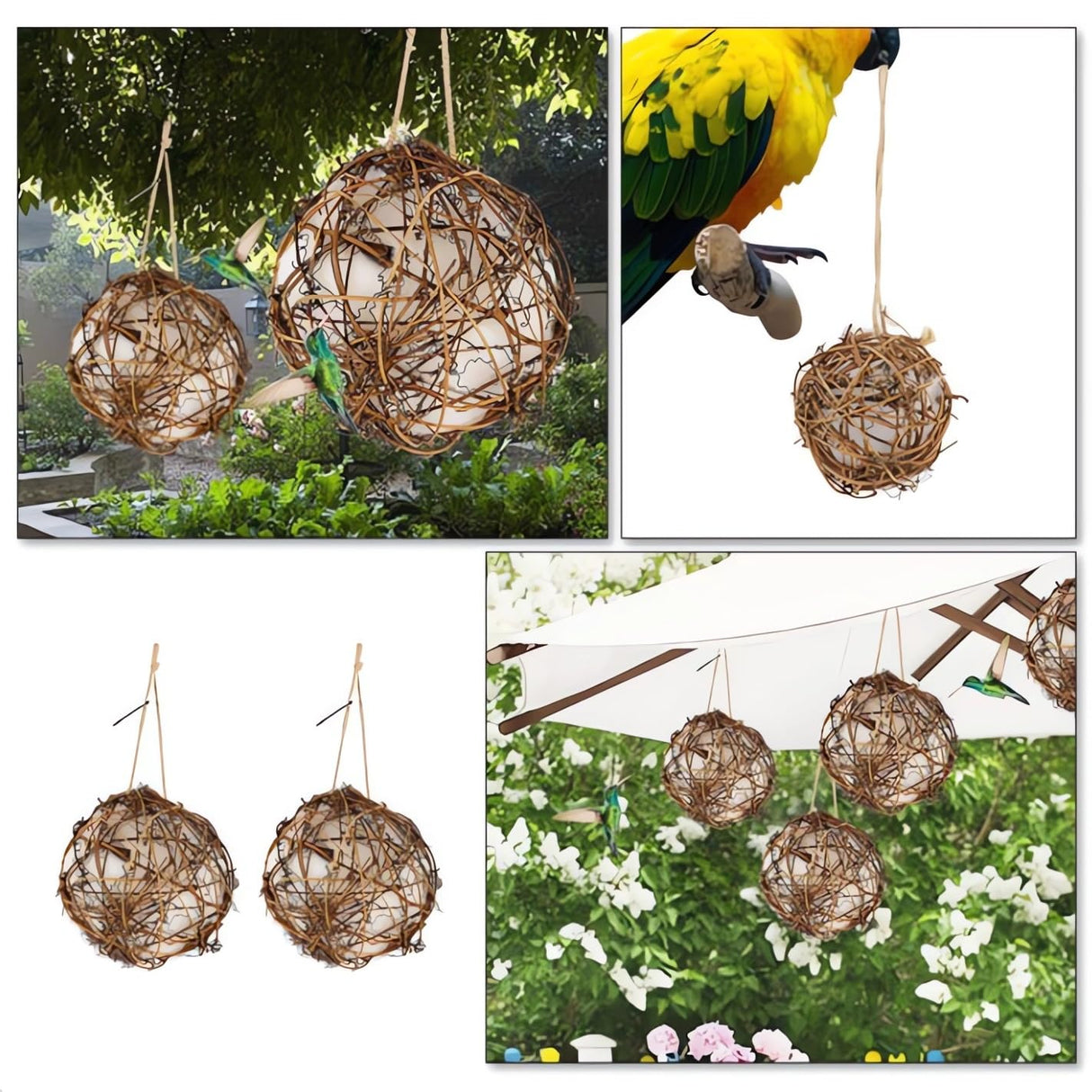 2PCS Globe Hummingbird Nesters - 2024 New Handmade Birdhouse and Birdhouse Materials, Hummingbird Nesting Houses Set, Hanging Bird Nesters for Wild Bagetool