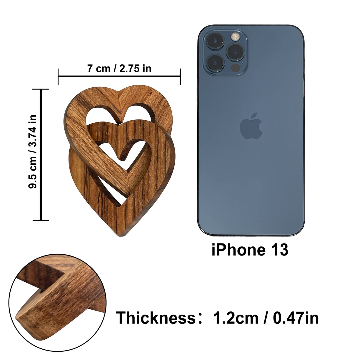 Valentine's Day Romantic Heart Gifts for Her, Handmade Wood Hearts Shape for Couple Wife Husband Wedding Anniversary Birthday Present (Linked Hearts Lightzz