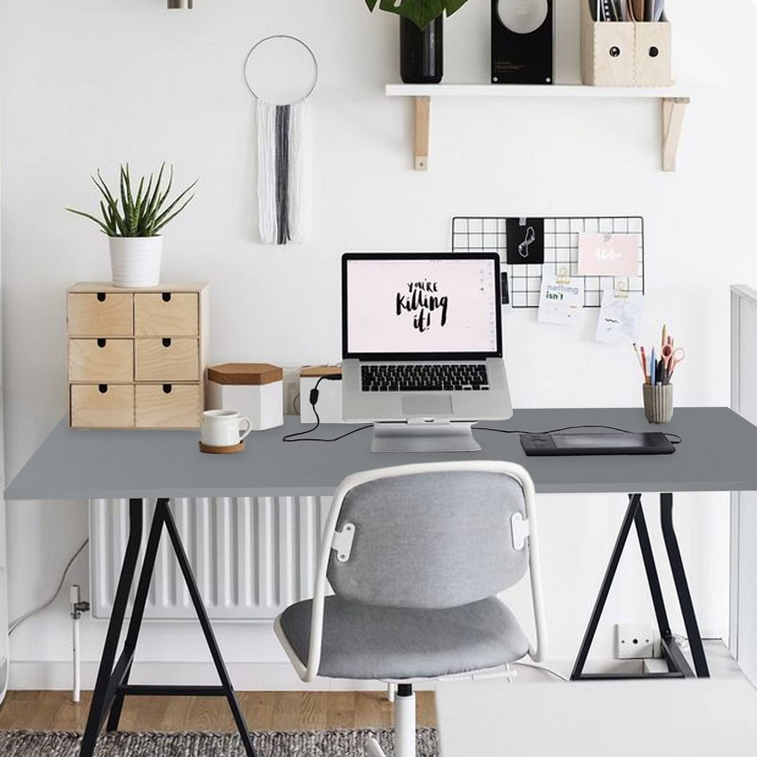 Kaboon 55x24 Grey Tabletop Only, Wood Desktop One Piece, Table Top for Standing Desk Frame, Laminate Countertop, Tabletop Board Only for Home and Kaboon