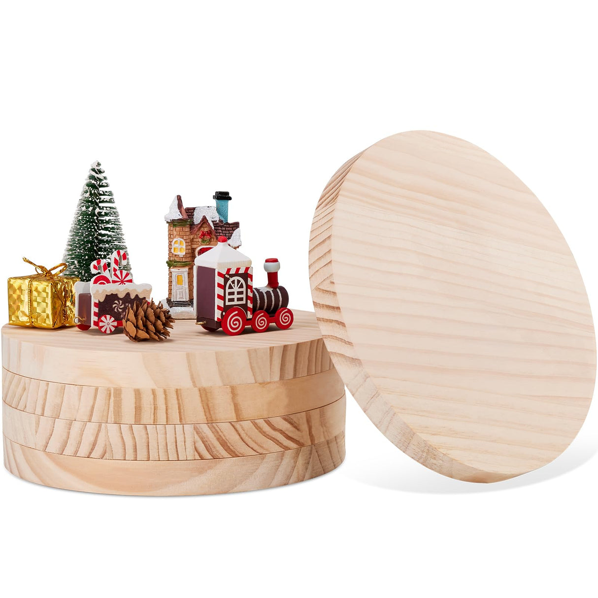 Yangbaga (5) Pack 8 inches Large Wood Slices for Centerpieces-Unfinished Natural Round Wooden Discs Decorative Tray Wood Slices for DIY Yangbaga