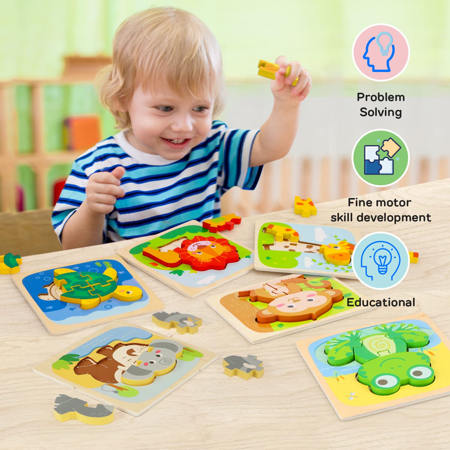  Montessori Mama Wooden Toddler Puzzles for Kids Ages 3