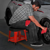 M-AUTO Heavy Duty Garage Rolling Work Seat 300LBS Capacity Mechanics Stool with Wheels, Rolling Work Seat with Equipment Tray and Tool Rack, M-AUTO