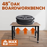 LARBANKE Adjustable 48" Workbench,Multiple Height Adjustments Workstation,Workbench with Scale,Power Plate and Wheels,for Home,Garage,Office,Holds up LARBANKE