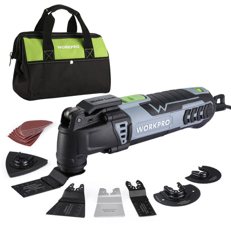 WORKPRO Oscillating Multi-Tool Kit, 3.0 Amp Corded Quick-Lock Replaceable Oscillating Saw with 7 Variable Speed, 3° Oscillation Angle, 17pcs Saw WORKPRO