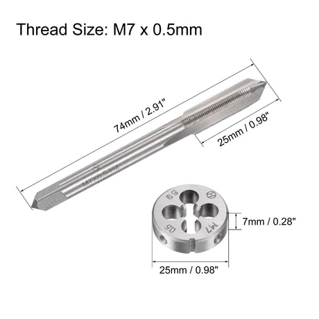 uxcell M7 x 0.5mm Metric Tap and Die Set, Machine Thread Screw Tap with Round Threading Die, Tap & Die Kit for Nut Screw Bolt Thread Repair uxcell