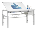 Studio Designs Graphix II Pro Line Split Top Height Adjustable Drafting, Drawing Table with 39.5" x 30" Tilting Top,White SD Studio Designs