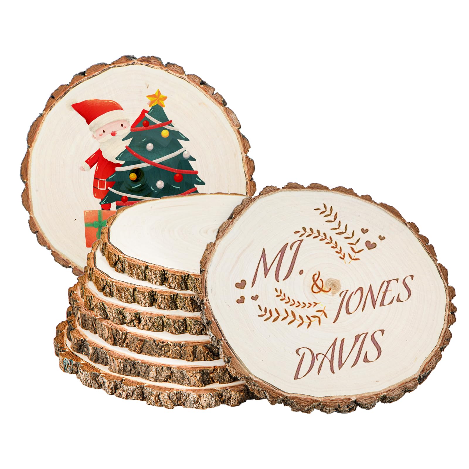 Wood Slices 8 Pack Wood Rounds 10-11 Inch Wood Slices for Centerpieces,Rustic Wood Table Centerpieces/Unfinished Wood Slices for - WoodArtSupply