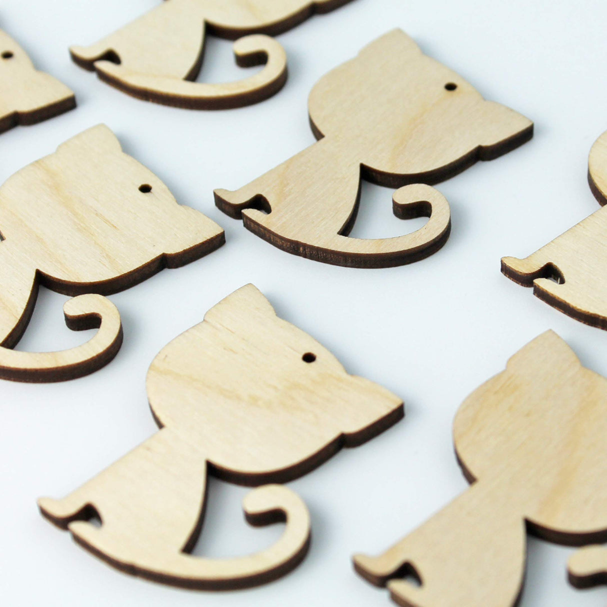 ALL SIZES BULK (12pc to 100pc) Unfinished Wood Laser Cutout Cat Kitten Kitty Dangle Earring Jewelry Blanks Shape Crafts Made in Texas Texan Wood Crafts