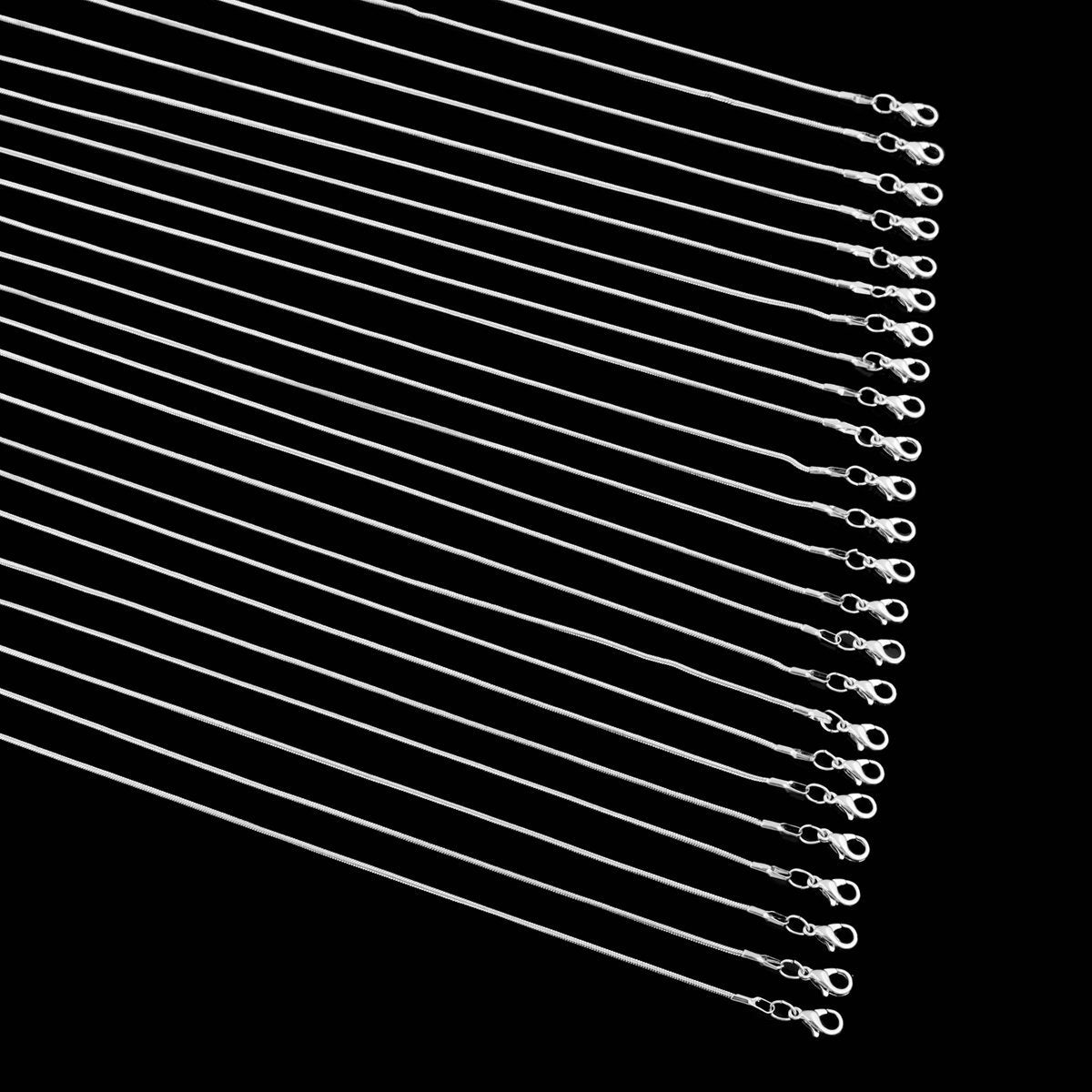 24pcs 18 Inch 925 Silver Plated 1.2mm DIY Snake Chain Charms Link Necklace with Lobster Clasps for Jewelry Making Cmidy