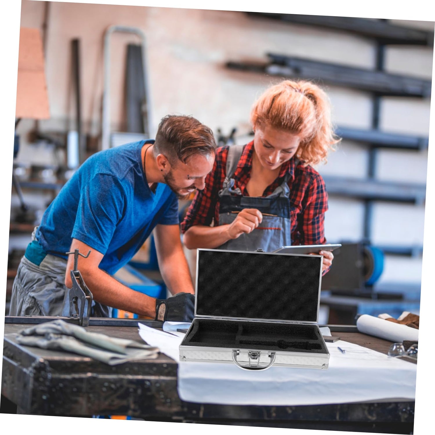 Vaguelly Box suitcase tool chest briefcases for men aluminum alloy briefcase metal case aluminum locking briefcase tool case for men small briefcase Vaguelly