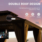 Jolydale 12FT×20FT Hardtop Aluminum Gazebo, Outdoor Metal Frame Canopy with Mosquito Net and Privacy Sidewalls,for Patio, Backyard, Large Size Jolydale