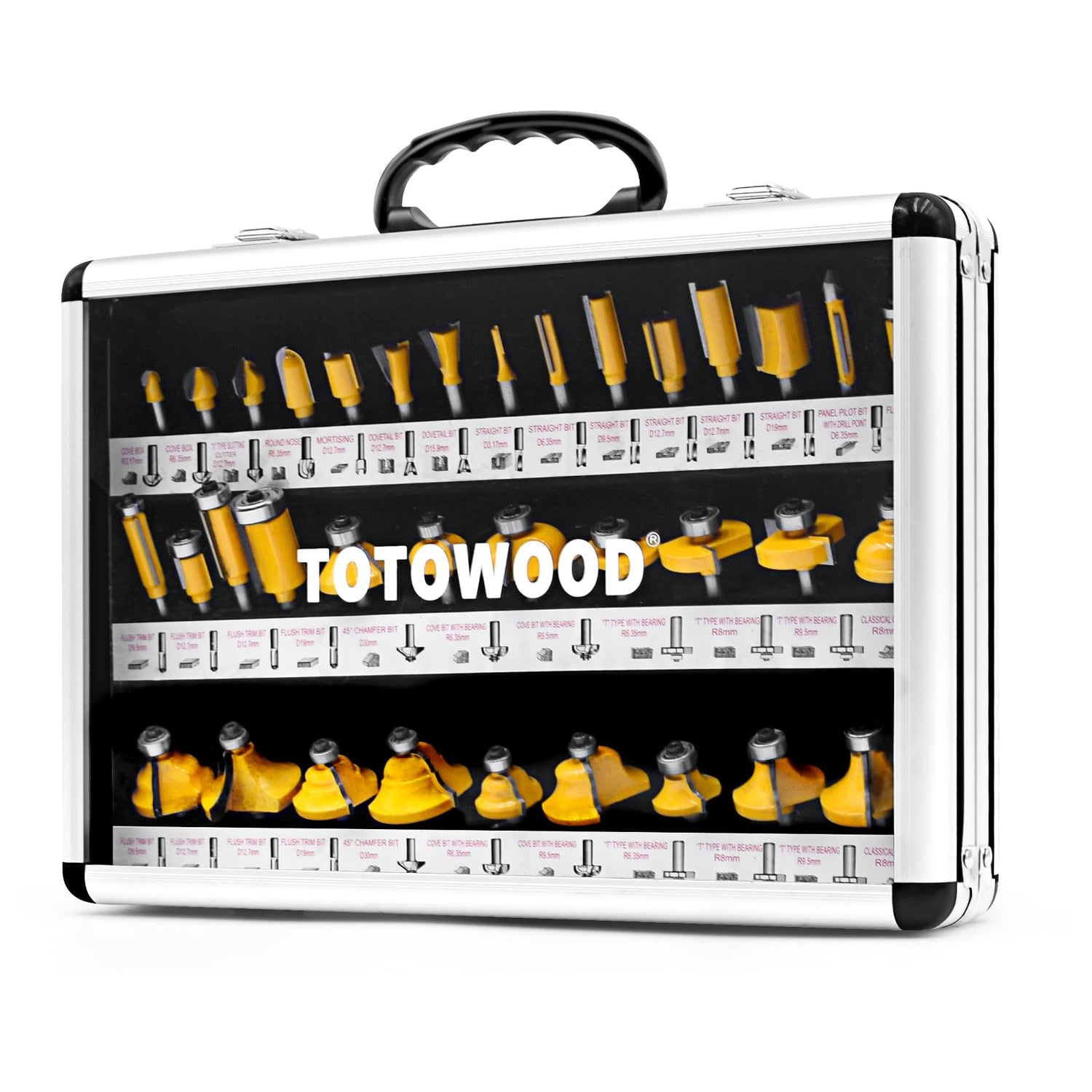 TOTOWOOD Router Bit Set ,Tungsten Carbide Router Bits Set 1/4 Shank,35 Piece Router Bit Kit for DIY, Woodworking Project,American Router Bit Set with Totowood