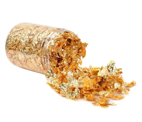Gold Leaf Flakes,Gold Foil Flakes for Resin，10g Metallic Foil Flakes，for Nail Art, Painting, Crafts, Slime and Resin Jewelry Making ， DIY WFAUIBR