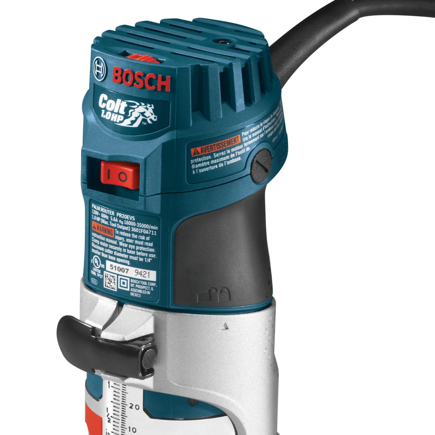 BOSCH PR20EVS Router Tool, Colt 1-Horsepower 5.6 Amp Electronic Variable-Speed Palm Router