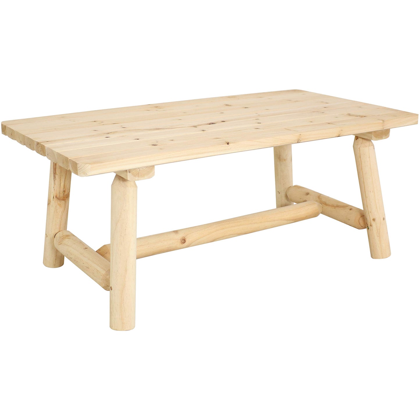 Sunnydaze Unfinished Rustic Wooden Coffee Table - Indoor Home or Cabin - 41-Inch - WoodArtSupply