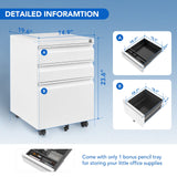 FLEXISPOT 3 Drawer Mobile File Cabinet for Home Office Under Desk Storage, Filing Cabinet with Lock Keys, File Organizer Cabinet for Legal/Letter/A4 FLEXISPOT