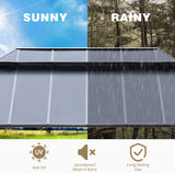 MELLCOM 12x20FT Hardtop Gazebo, Permanent Outdoor Aluminum Patio Gazebo with Aluminum Composite Double Roof for Patio Lawn and Garden, Curtains and MELLCOM