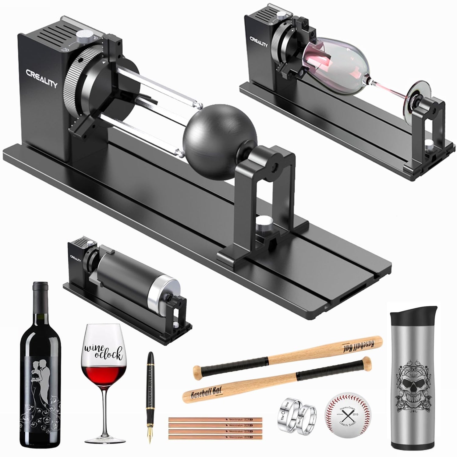 Creality Rotary Kit Pro, Laser Rotary Roller 3 in 1 Multi-Function Engraving Accessories for Laser Engraver, Jaw Chuck Rotary for Engraving Wine Cregrant3D