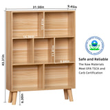 Natural 3-Tier LEYAOYAO Wooden 7 Cube Book Shelf - Modern Boho Display Organizer LEYAOYAO