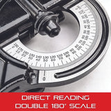 Starrett Combination Set with Square, Center and Non-Reversible Protractor Head and Blade - 12" Blade Length, Hardened Steel, 4R Graduation Type - Starrett