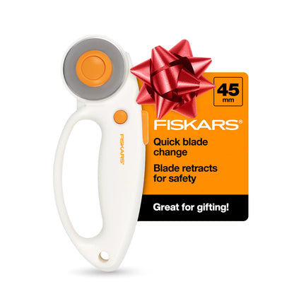 Fiskars 45mm Quick Change Rotary Cutter for Fabric - Steel Rotary Cutter Blade - Craft Supplies - Crafts, Sewing, and Quilting Projects - White
