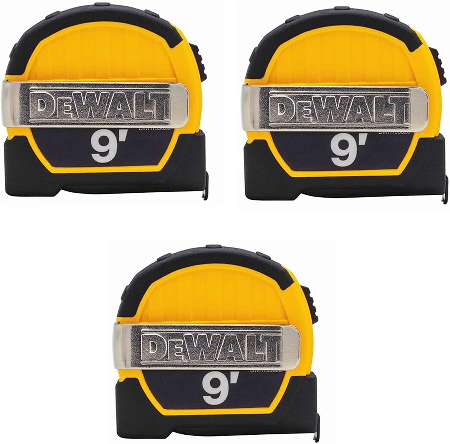 Dewalt DWHT33028M 9ft. Magnetic Pocket Tape Measure, Black and Yellow, 3 Pack DEWALT