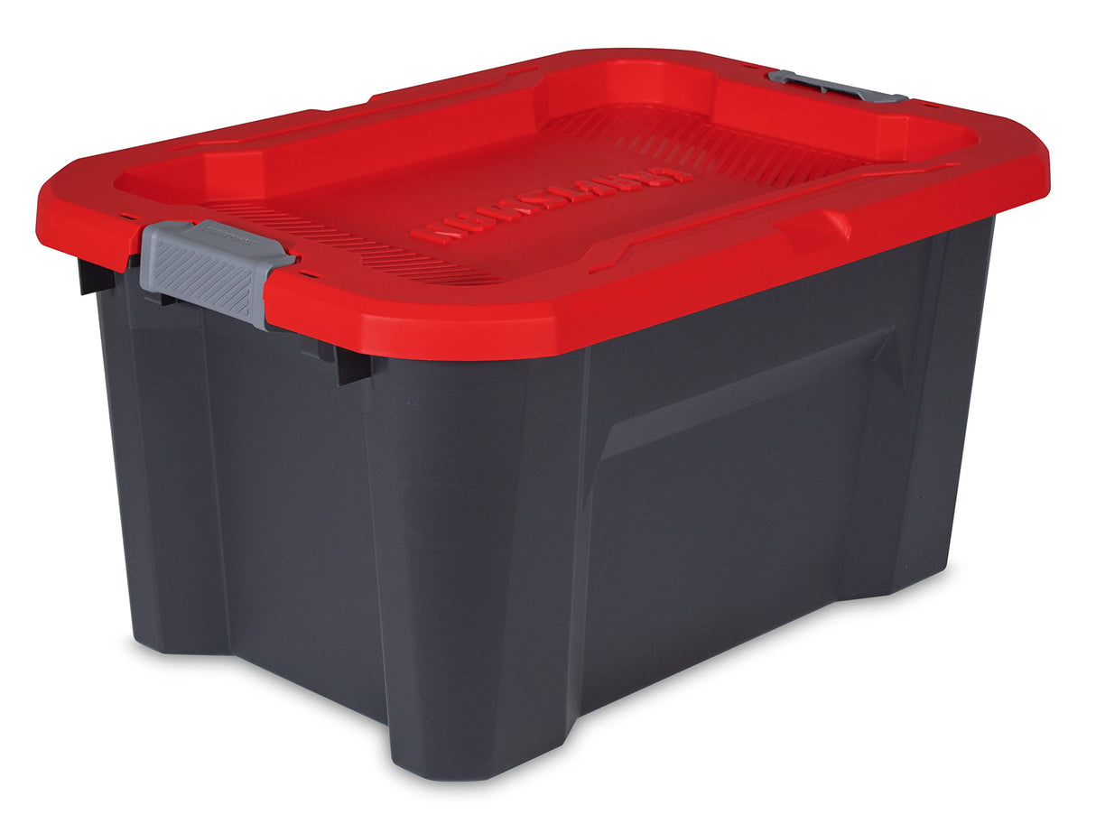 CX CRAFTSMAN, 20-Gallon Highly Durable Storage Bin & Dual Latching Lid, (14.3”H x 19.7”W x 28.2”D), Versatile Stacking Tote and Weather-Resistant CX