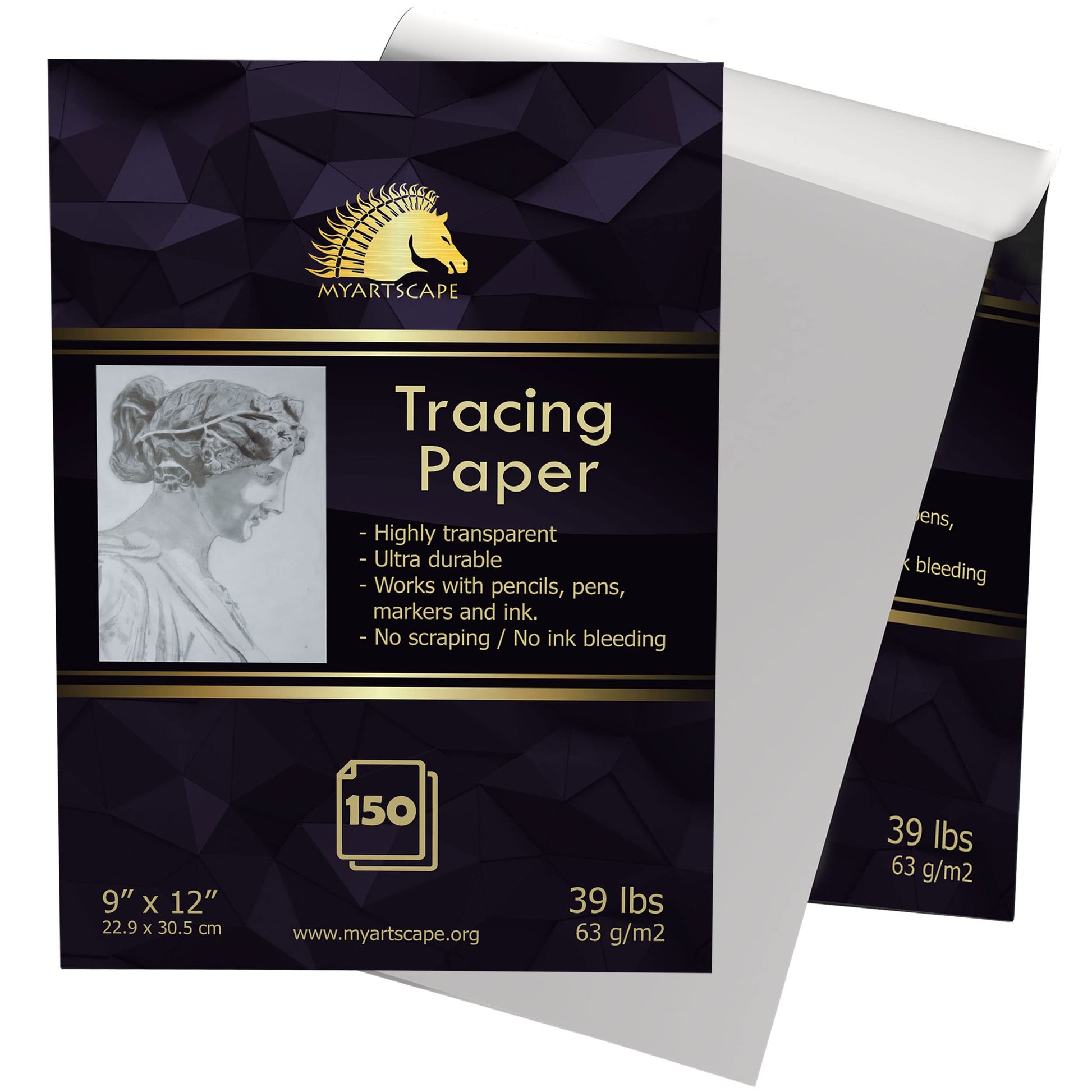 MyArtscape Tracing Paper Pad - 39lb - 9" x 12" - 150 Transparent Sheets - Artist Quality - WoodArtSupply