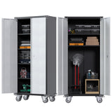 Waqiv 71'' Locking Metal Cabinet with 2 Door and 4 Adjustable Shelves, Heavy Duty Garage Storage Cabinet on Wheels, Rolling Tool Cabinets for Utility Waqiv