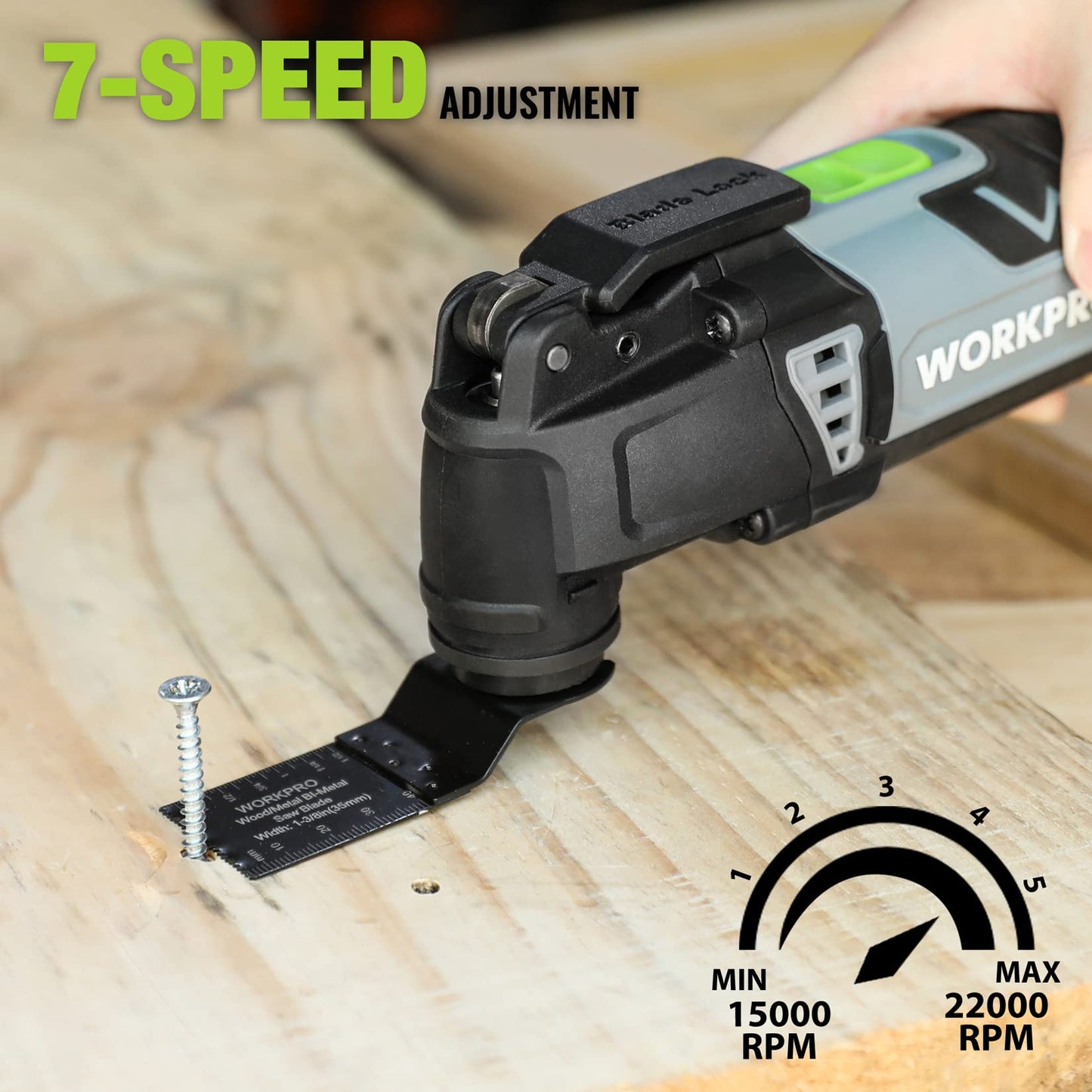 WORKPRO Oscillating Multi-Tool Kit, 3.0 Amp Corded Quick-Lock Replaceable Oscillating Saw with 7 Variable Speed, 3° Oscillation Angle, 17pcs Saw