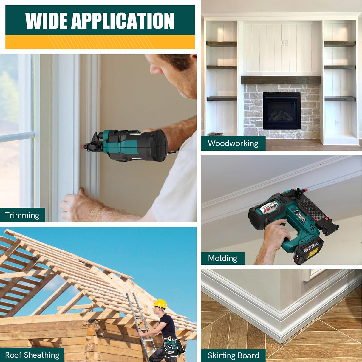 NEU MASTER Nail Gun Battery Powered,18GA Cordless Nail Gun with battery/Depth Adjustment/1800pcs Nails, Multi-Usage Brad Nailer for Triming, Molding, NEU MASTER