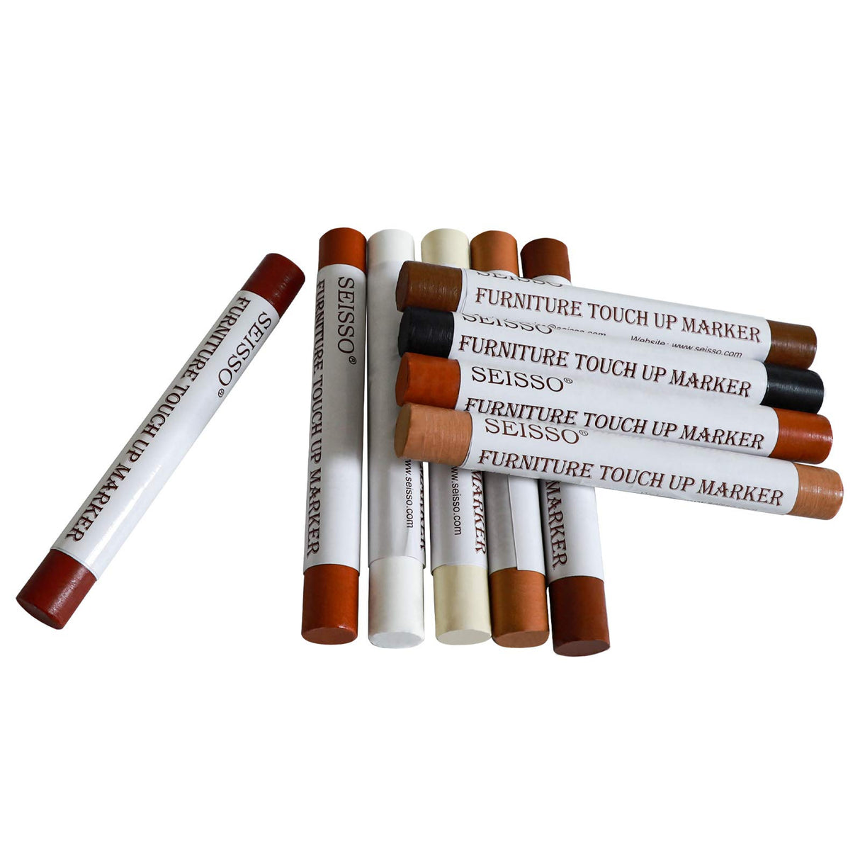 SEISSO Wood Filler Sticks, Furniture Wax Crayons for Scratches, 10 Pcs Wood Floor Repair Wax Filler Sticks, Touch Up Wax Sticks Repair Kit for SEISSO