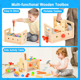 Wooden Tool Set for Kids 2 3 4 5 Year Old, 29Pcs Educational STEM Toys Toddler Montessori Toys for 2 Year Old Construction Preschool Learning Hieoby