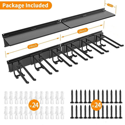 TORACK Garage Storage Organizer Systems, Wall Mount Overhead Shelving, 48 inch Heavy Duty Steel Tool Racks, 6-Pack 12'' Double Hooks, 48 inch by 7 - WoodArtSupply