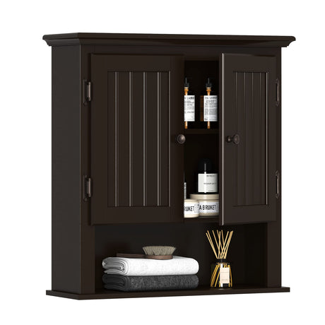UTEX Bathroom Cabinet Wall Mounted, Wood Hanging Cabinet, Wall Cabinets with Doors and Shelves Over The Toilet for Bathroom,Espresso UTEX