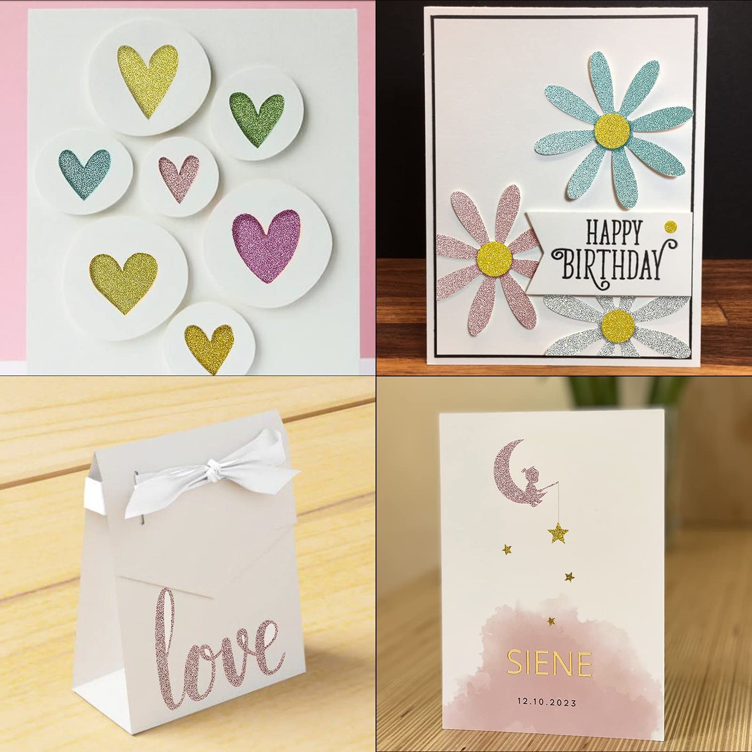 Glitter Cardstock, 40 Sheets in 20 Colors, Premium Cardstock for Cricut, Crafts and DIY Projects, Sparkly Paper for Card Making, 250 GSM Simetufy