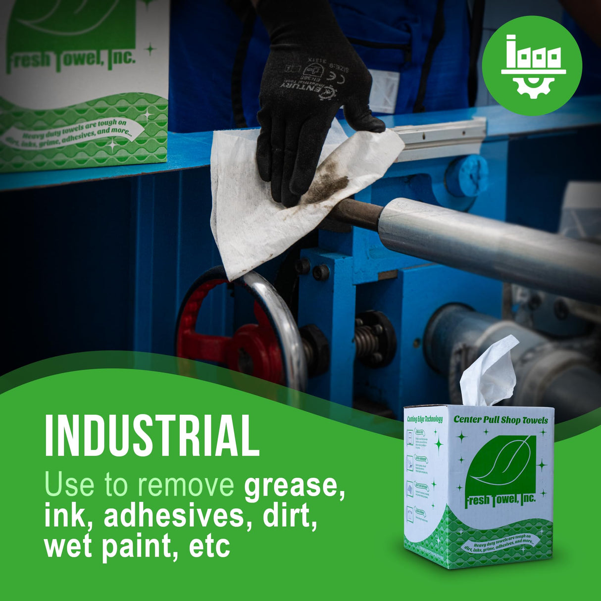 Fresh Towel Ultra Strong Center Pull Shop Towels - (1 Box of 300) Disposable Cleaning Towels - White, 9 x 12 inches - FT500 Fresh Towel, Inc.