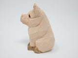 Selsela Pig Wood Ornament Hanging Barn Farm Animal Figurine Handmade Carved Decoration Selsela