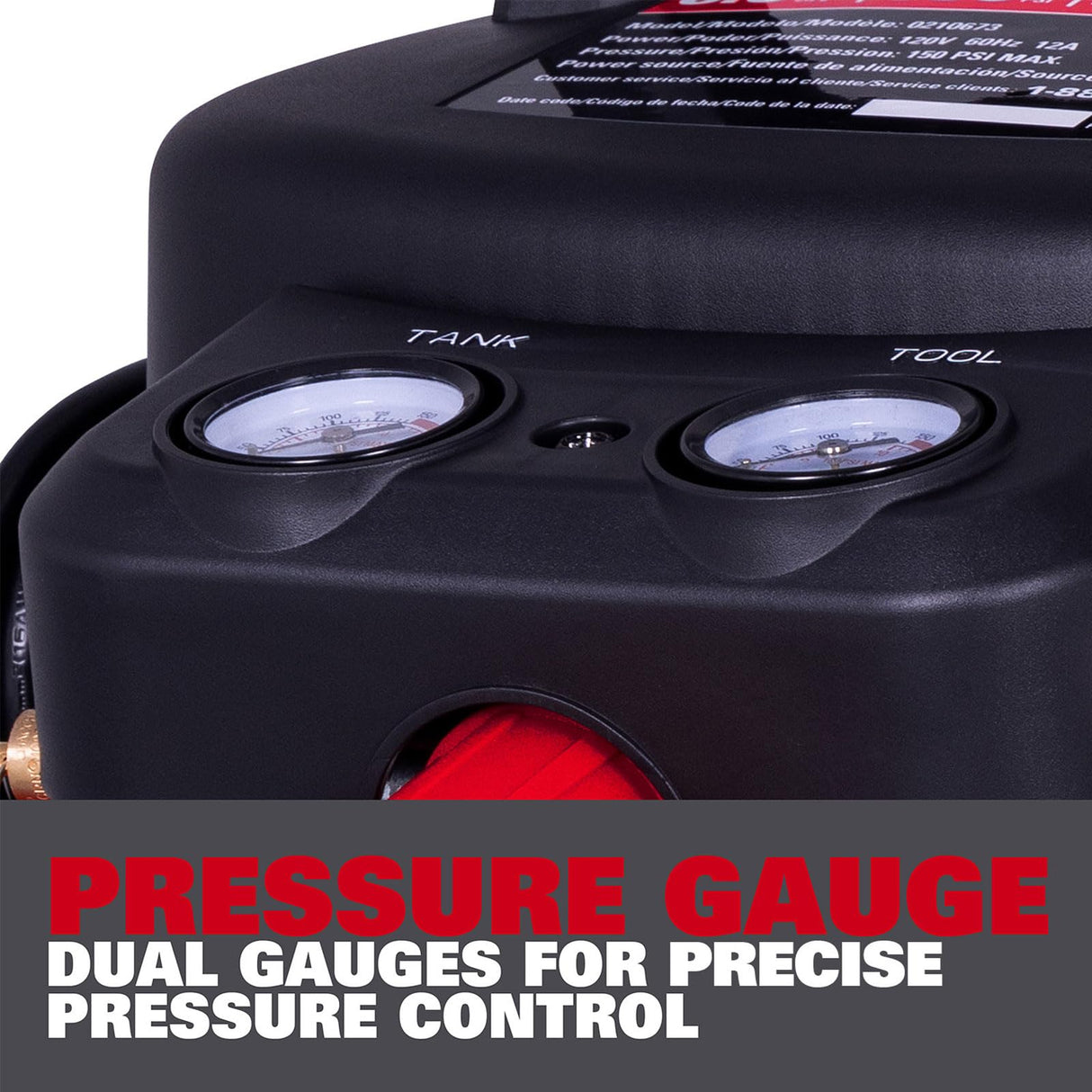 ECOMAX Air Compressor, Portable Air Compressor, 6 Gallon, Pancake Air Compressor, Max 150 PSI, 2.6 CFM @90 Psi, Oil Free Small Electric Air ECOMAX