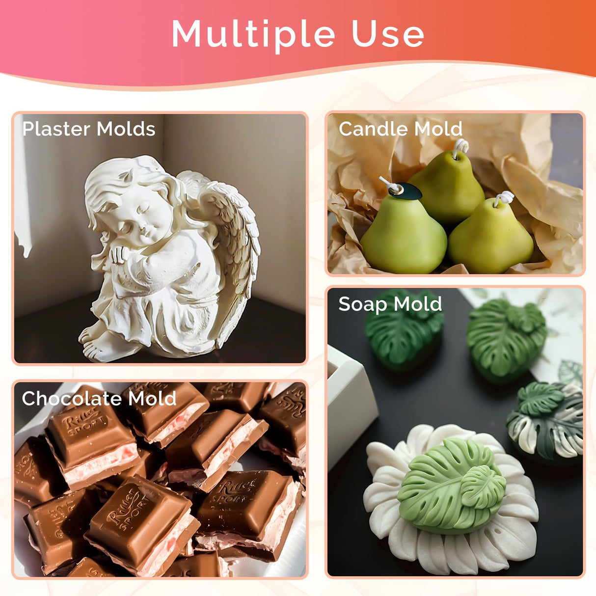 NASUBI Silicone Mold Making Kit 70.4oz,15A Non-Toxic Safe Liquid Silicone Rubber for Mold Making,4.4LB Mixing 1:1 by Weight Fast Curing Silicone NASUBI