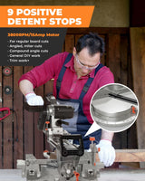 DWT Sliding Miter Saw, 12-inch Compound Miter Saw with Double Bevel Cutting(-45°/0°/+45°)/Laser Guide/9 Positive Stops/3800RPM, 15Amp Miter Saw with DWT