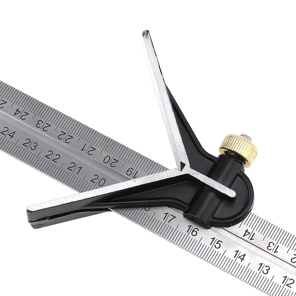 ChgImposs 12" Adjustable Sliding Combination Square Ruler & Protractor Level Measure Measuring Set, Inch/Metric ChgImposs