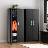 Metal Storage Cabinets Locker for Home Office, 71" Garage Storage Cabinet with Lockable Door,Adjustable Shelves and Hanging Rod, Steel Wardrobe kingwolfox