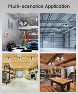 SEOBIOG 2 Pack Plug in Garage Light, Upgraded 200W 20000LM Linkable LED Shop Light, 6500K Ceiling Lights w/ 6 Deformable Panels for Garage, SEOBIOG