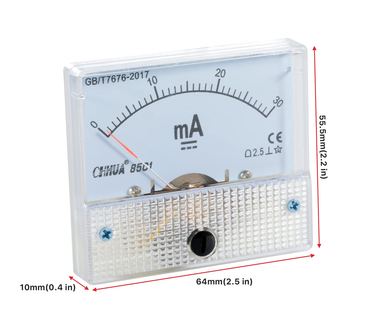 Cloudray Ammeter Gauge DC 0-30mA Analog Current Panel 85C1 2.5 Accuracy for Auto Circuit Measurement Tester (DC 30mA) Cloudray