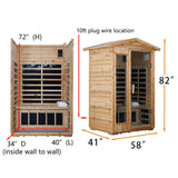 Xmatch Far Infrared Wooden Outdoor Sauna, 2-Person Size 1750W, 9 Low EMF Heaters, 10 Minutes Pre-Warm up, Time and Temp Pre-Set, 2 Bluetooth Xmatch