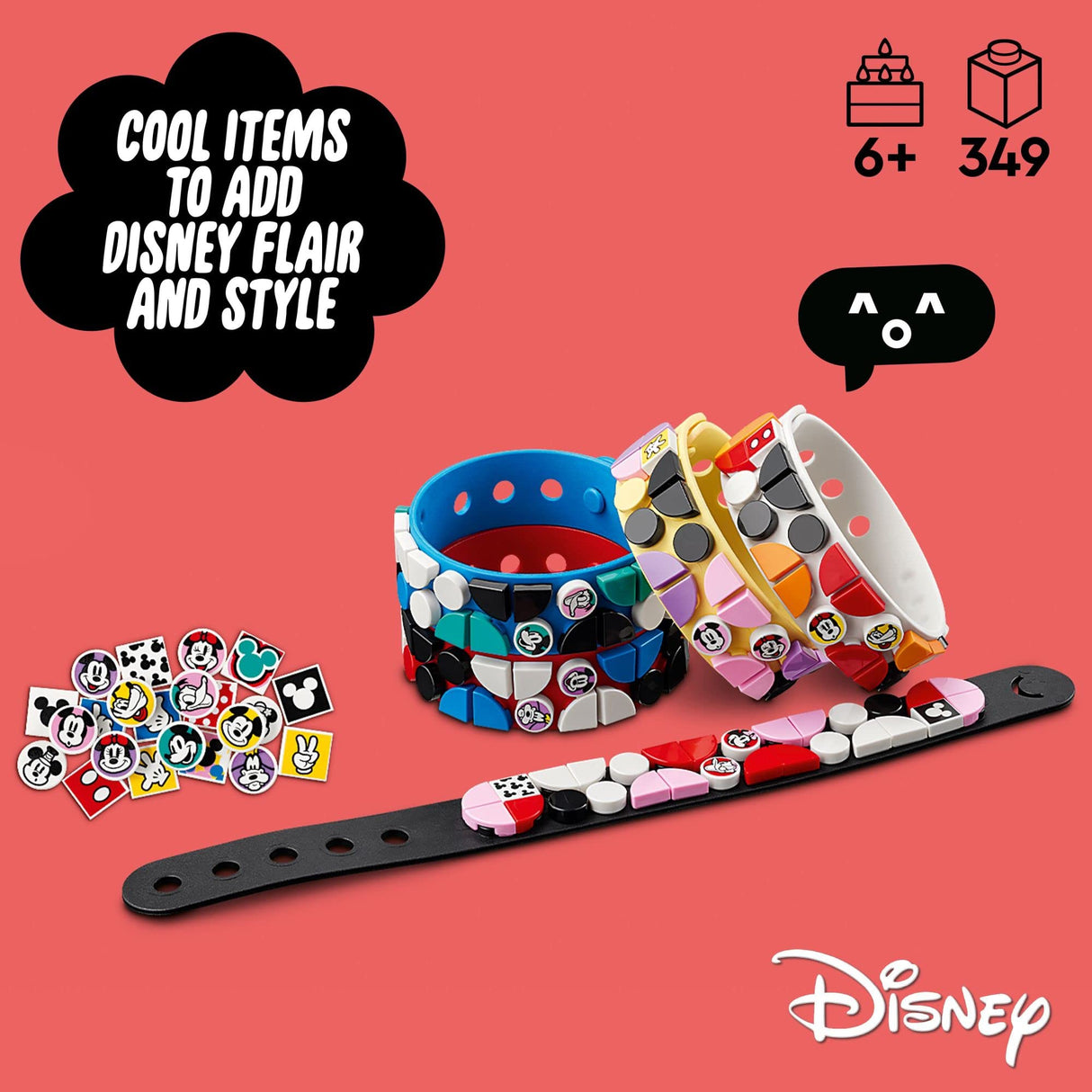 LEGO DOTS Disney Mickey & Friends Bracelets Mega Pack 41947 5in1 Crafts Set, DIY Toy Jewelry Making Kit for Kids, with Glitter and Minnie Mouse Tiles LEGO